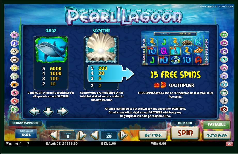pearl lagoon slot machine detail image 2