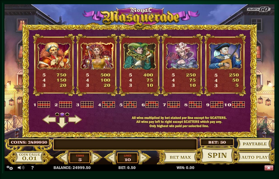 royal masquerade slot machine detail image 1