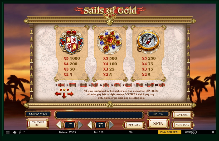 sails of gold slot machine detail image 1