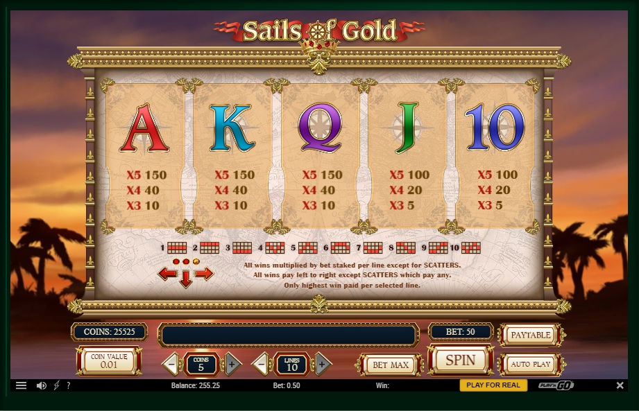 sails of gold slot machine detail image 0