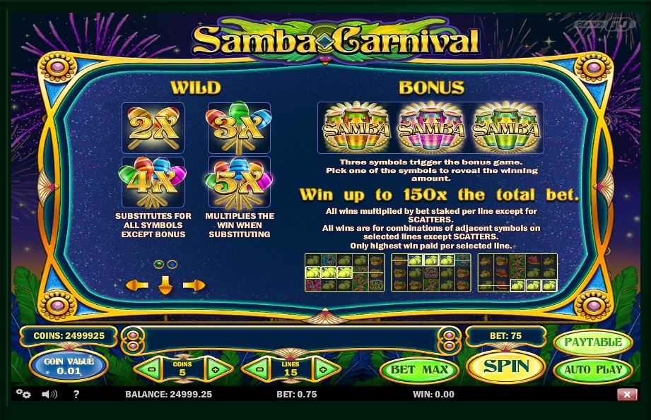 samba carnival slot machine detail image 1