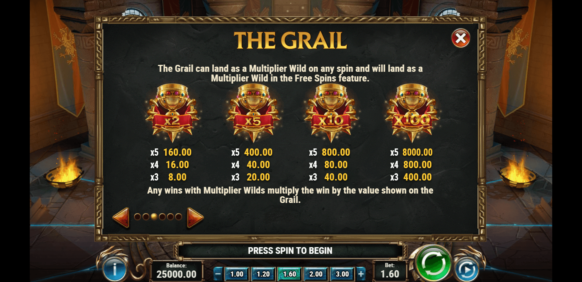the sword and the grail slot machine detail image 2