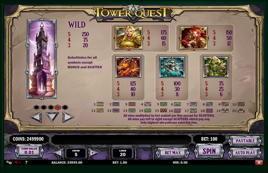 tower quest slot machine detail image 1