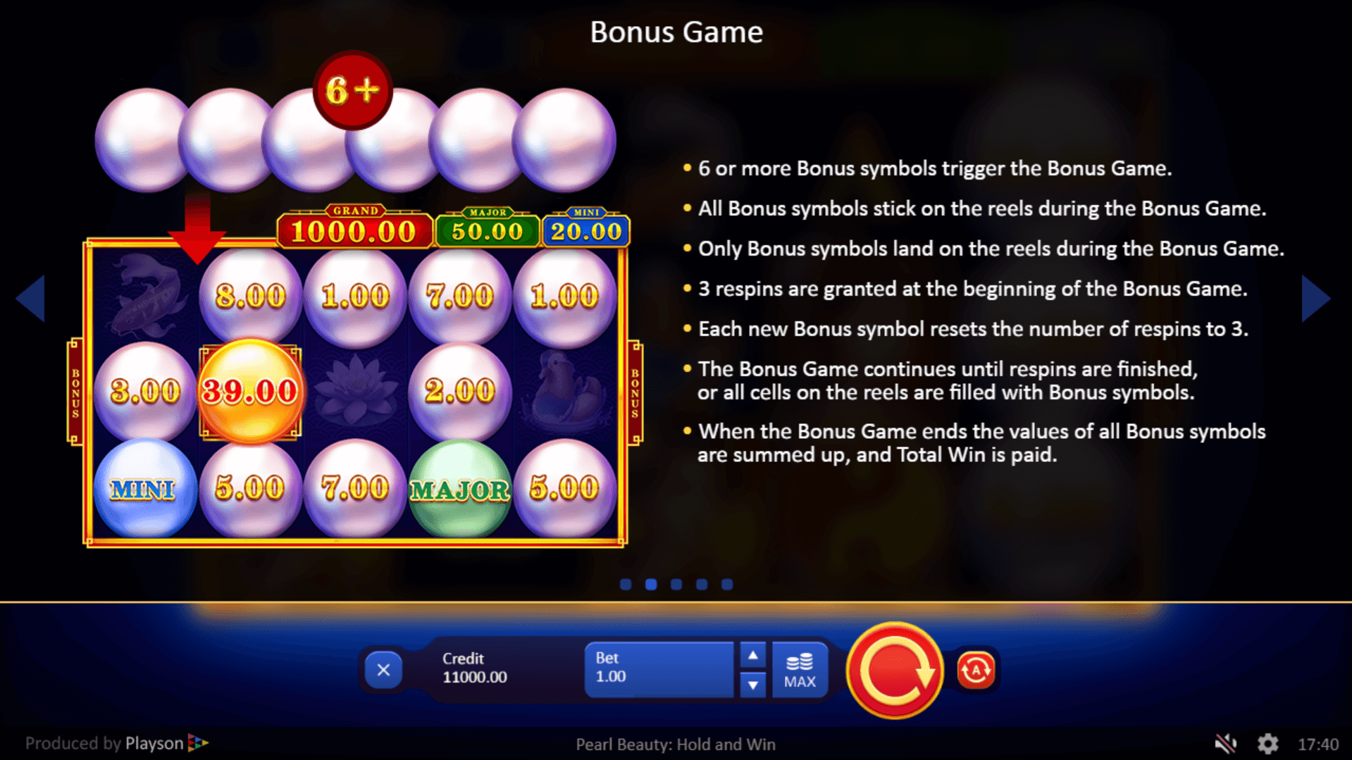 pearl beauty hold and win slot machine detail image 1