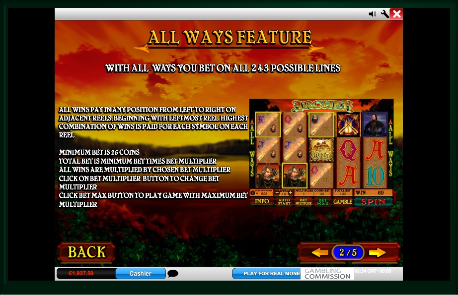 archer slot machine detail image 3