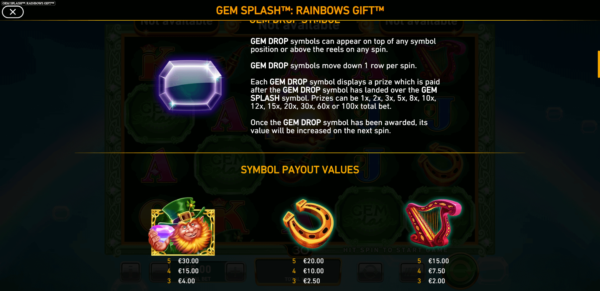 gem splash rainbows gift slot machine detail image 1