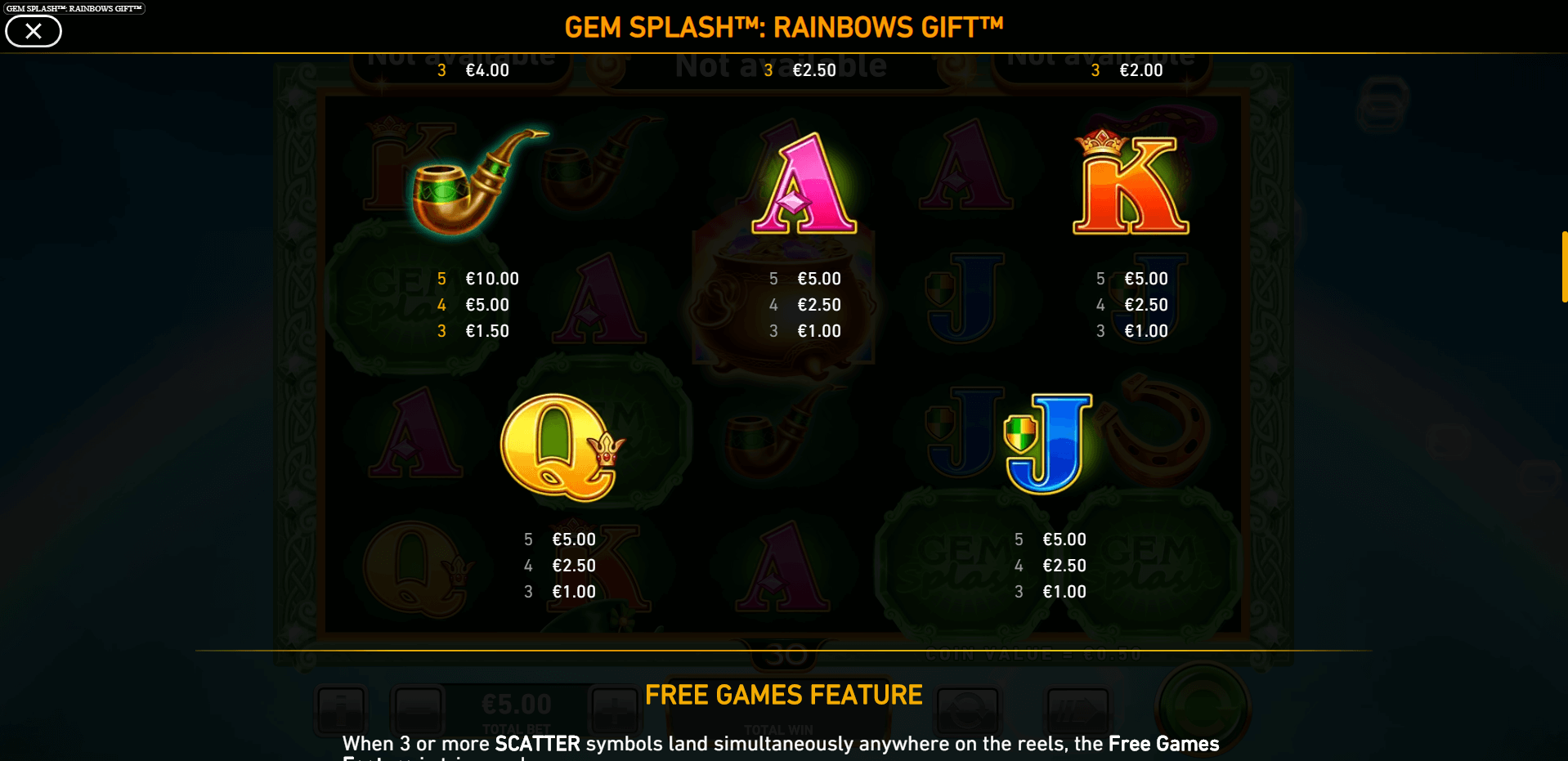 gem splash rainbows gift slot machine detail image 2
