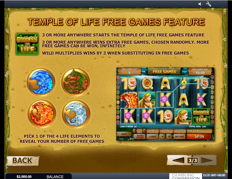 goddess of life slot machine detail image 0