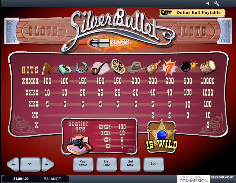 silver bullet slot machine detail image 1