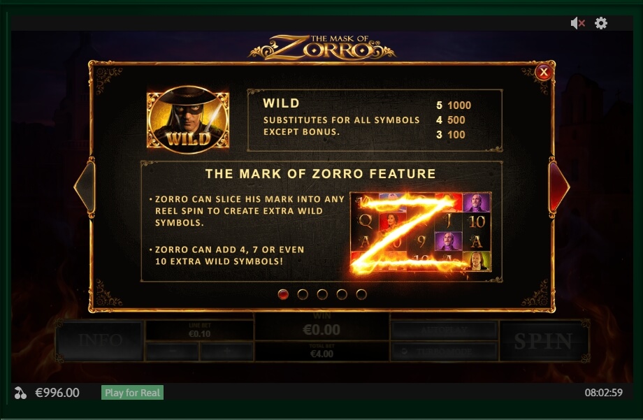 the mask of zorro slot machine detail image 4