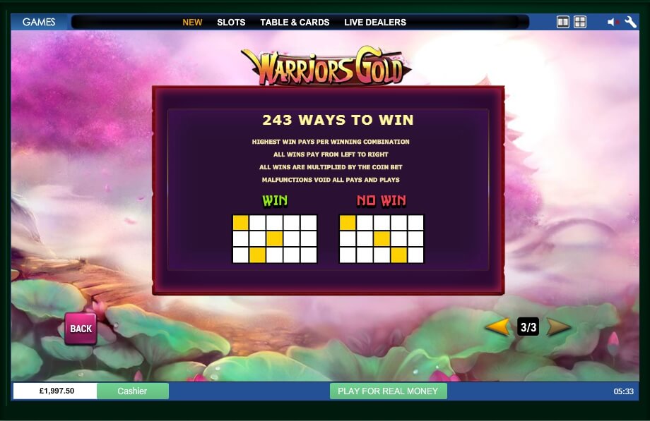 warriors gold slot machine detail image 0