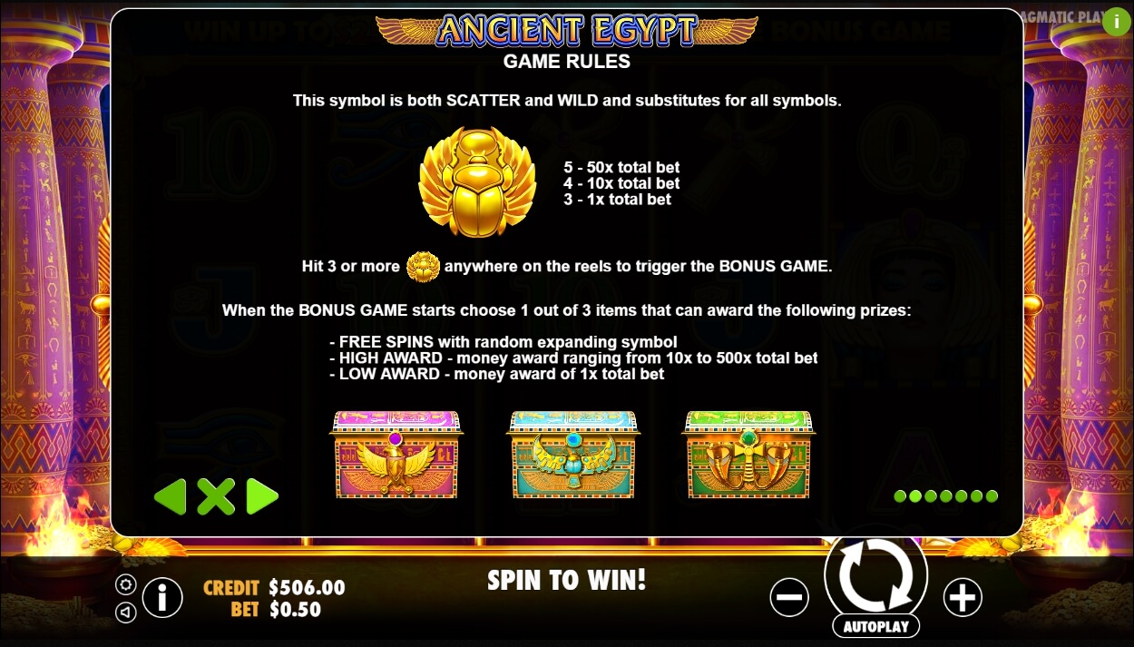 ancient egypt slot machine detail image 5