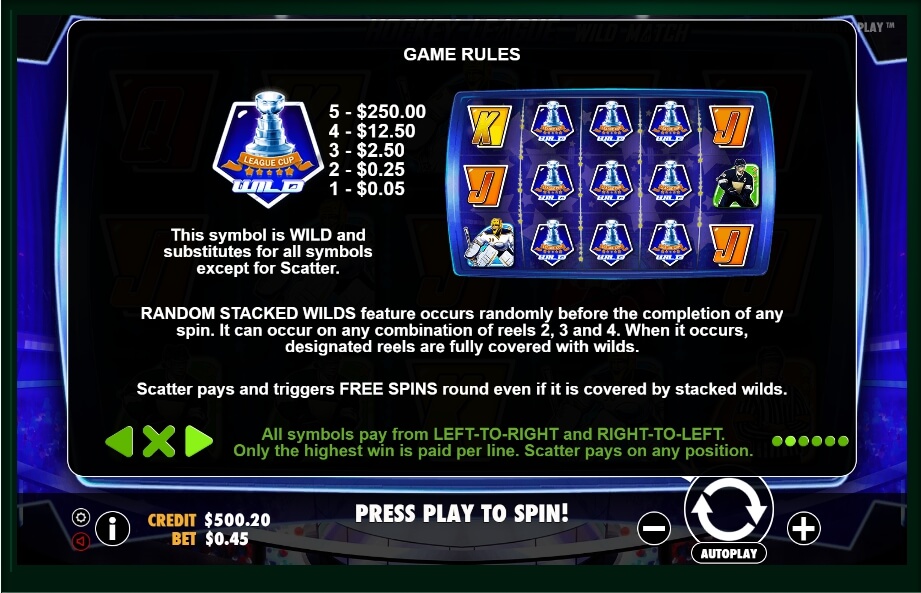 hockey league wild match slot machine detail image 4