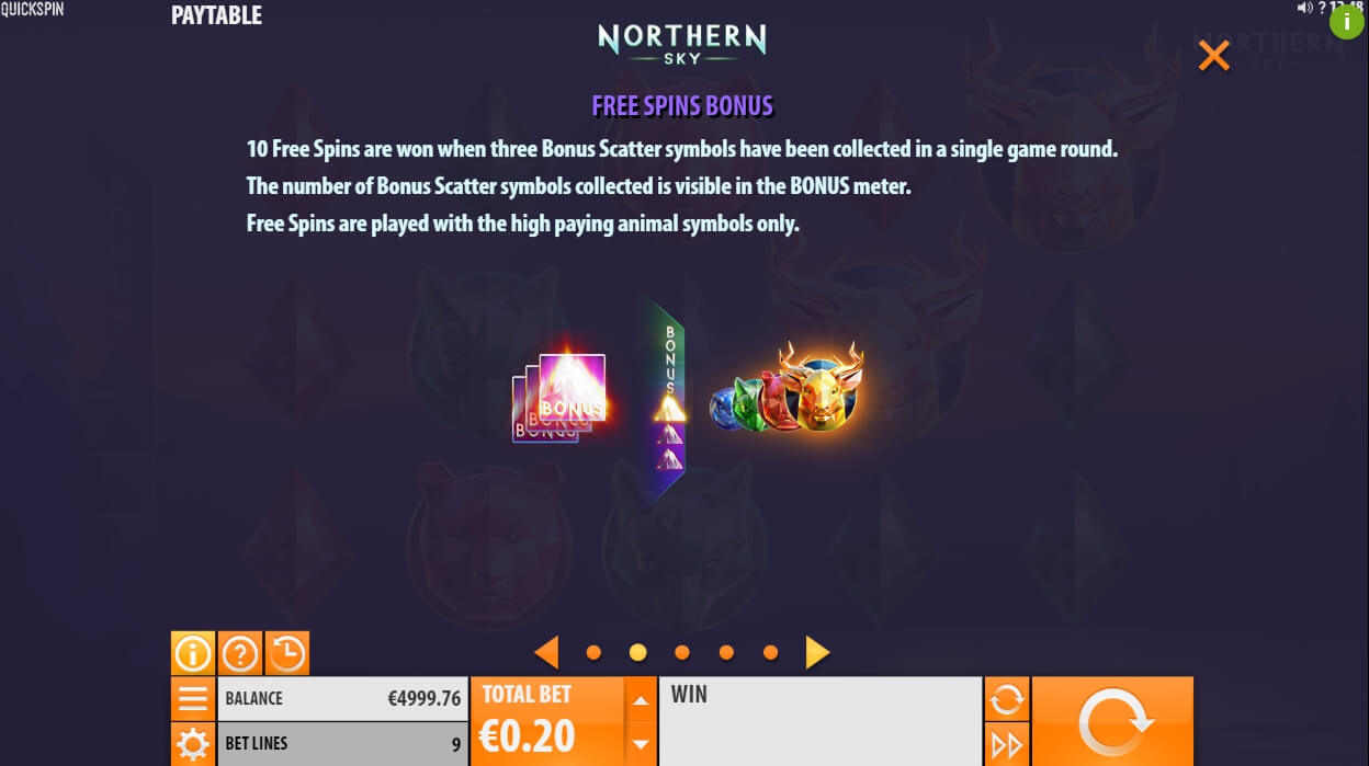 northern sky slot machine detail image 3