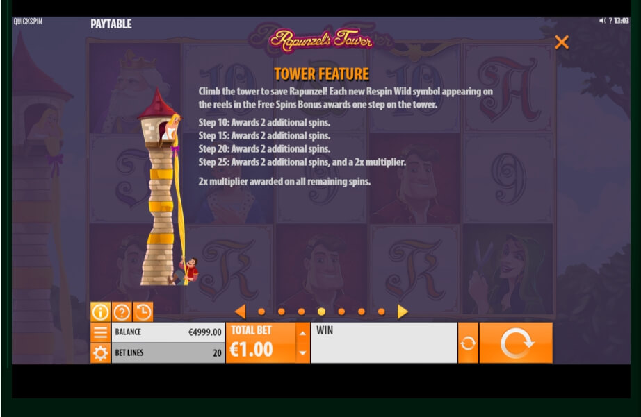 rapunzels tower slot machine detail image 3