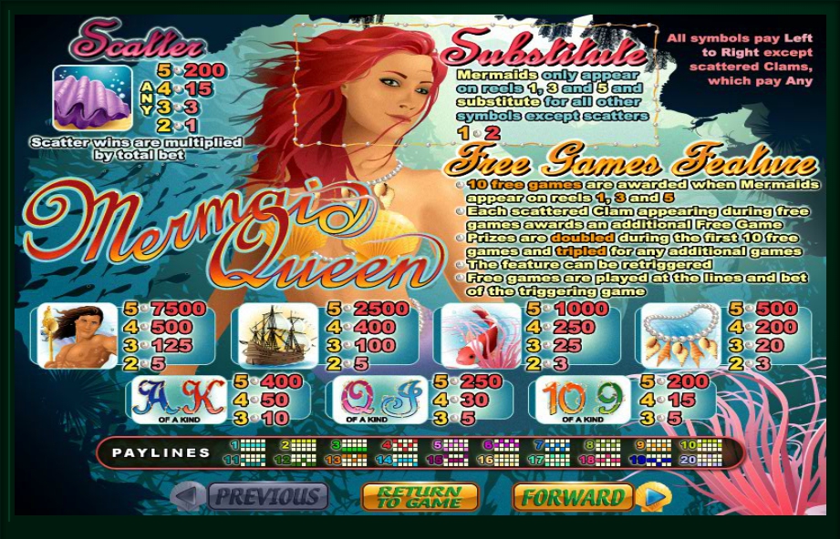 mermaid queen slot machine detail image 1