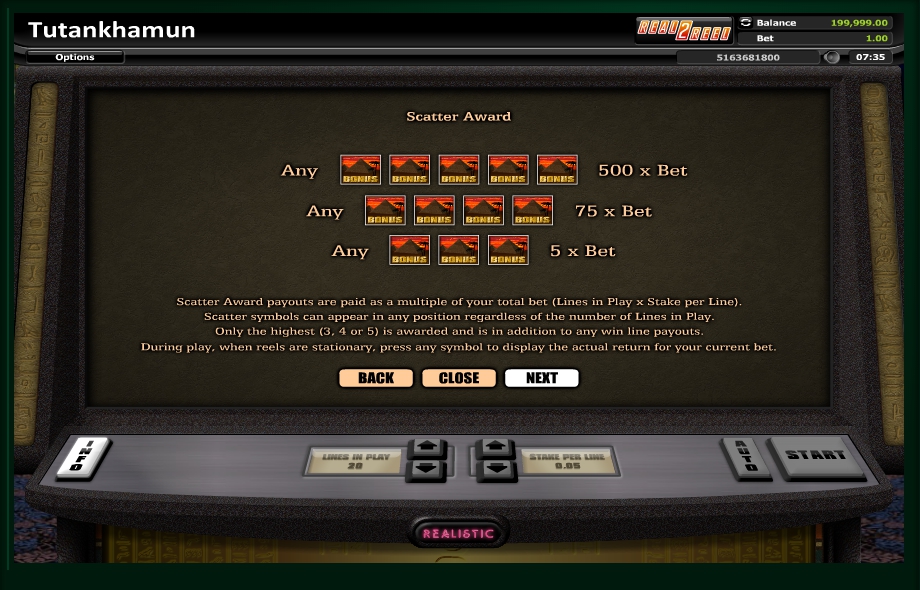 tutankhamun slot machine detail image 2