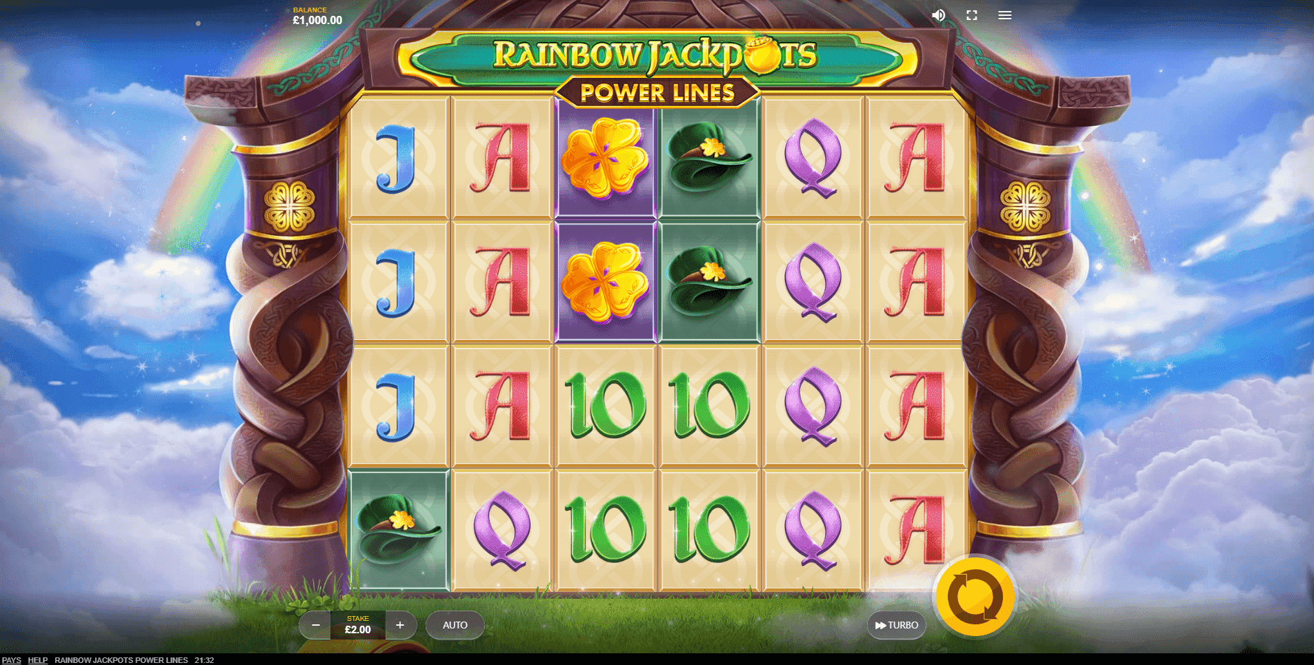 Rainbow Jackpots Power Lines slot play free