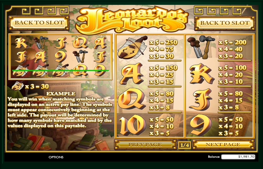 leonardos loot slot machine detail image 3