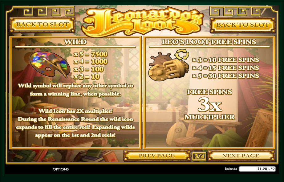 leonardos loot slot machine detail image 1