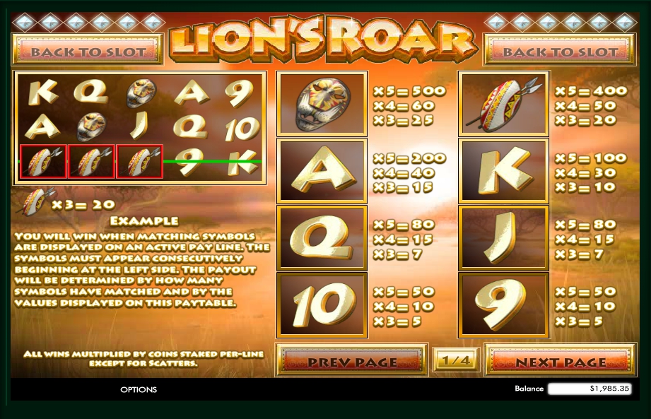 lions roar slot machine detail image 3