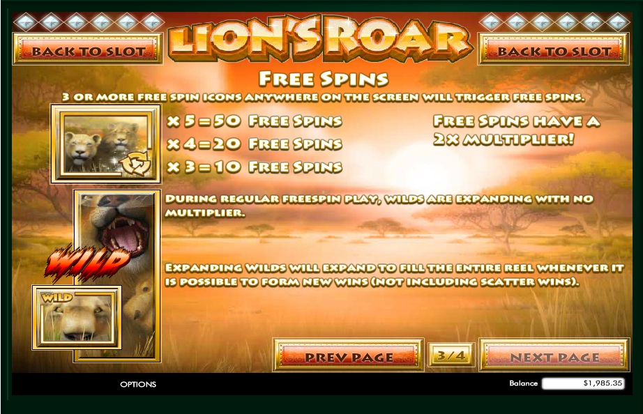 lions roar slot machine detail image 1