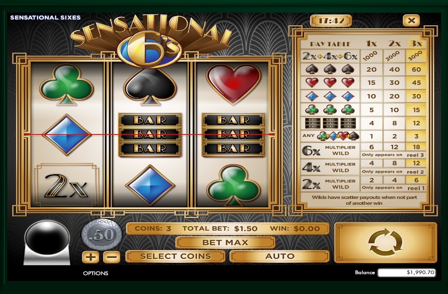 sensational sixes slot machine detail image 0