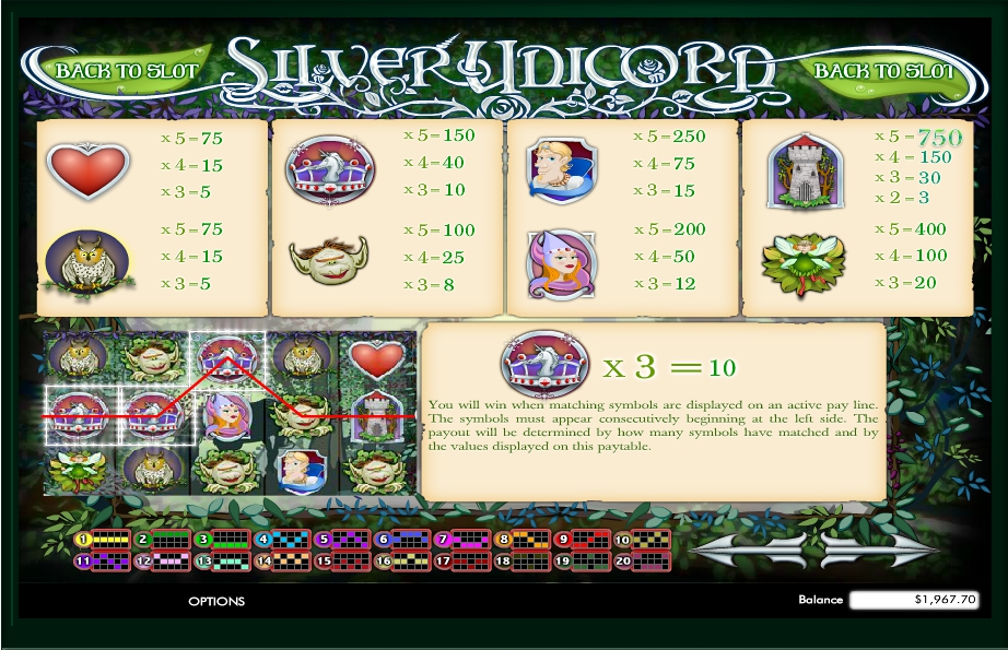 silver unicorn slot machine detail image 2
