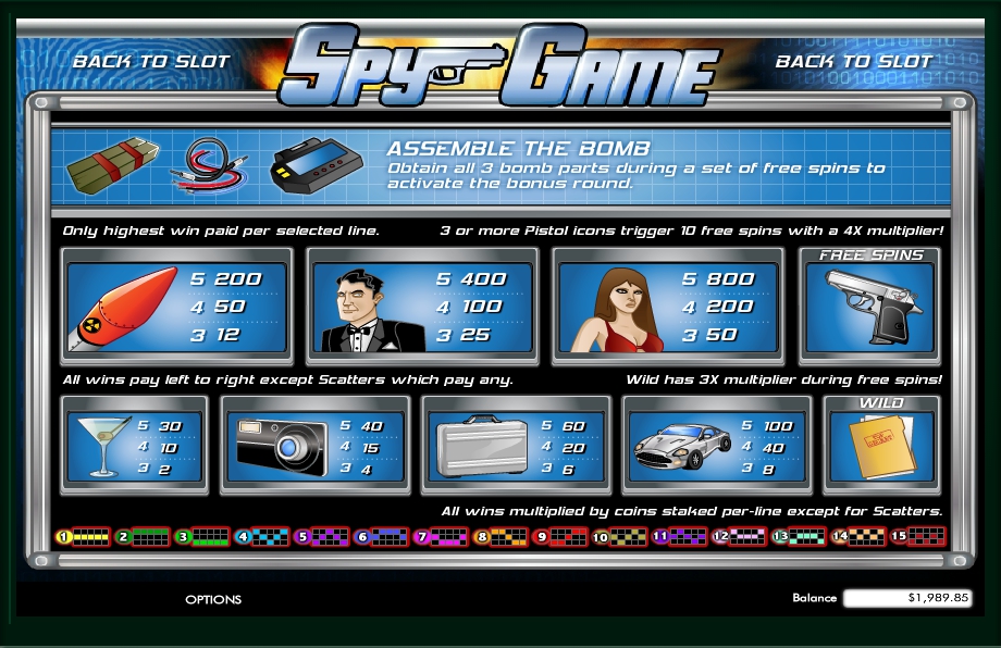 spy game slot machine detail image 1