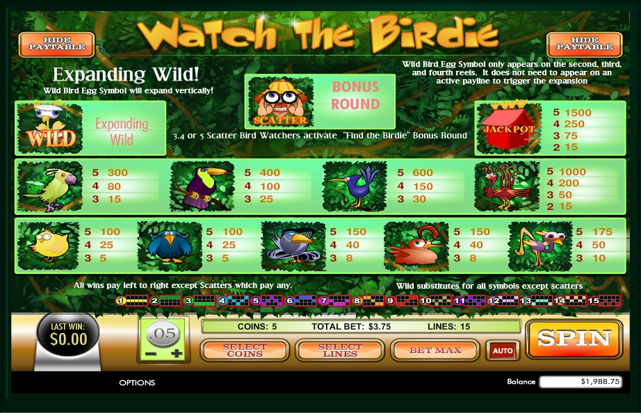 watch the birdie slot machine detail image 0