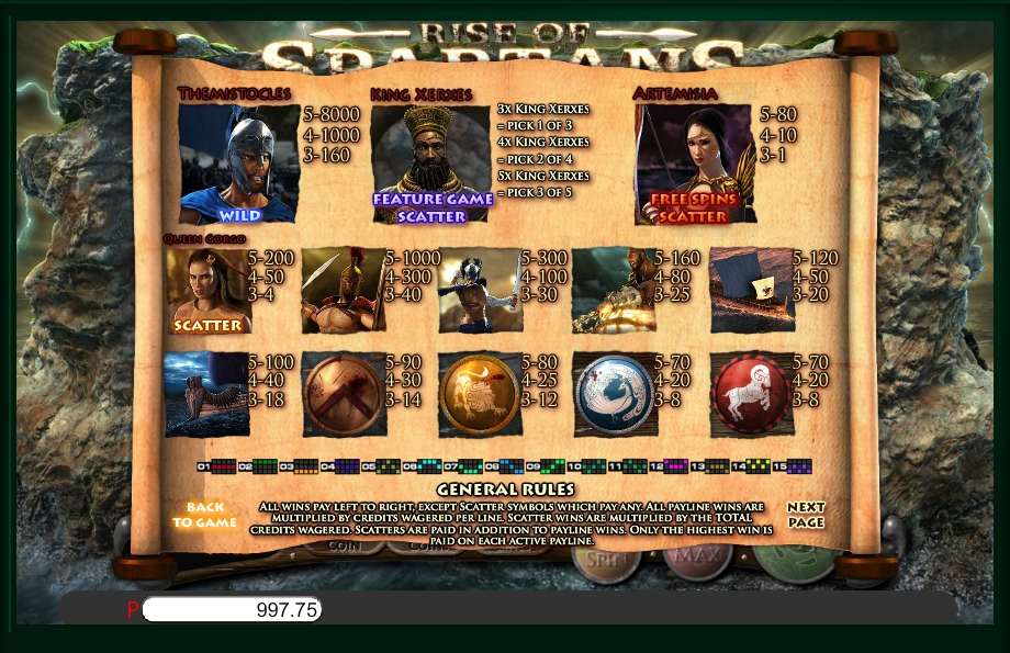 rise of spartans slot machine detail image 1