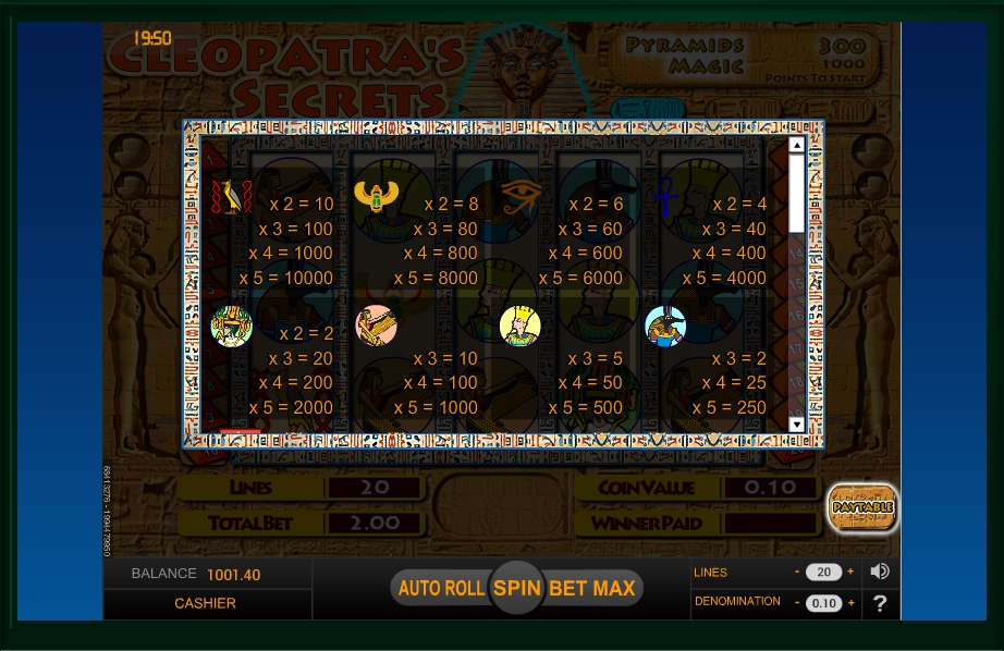 cleopatra’s secrets slot machine detail image 3