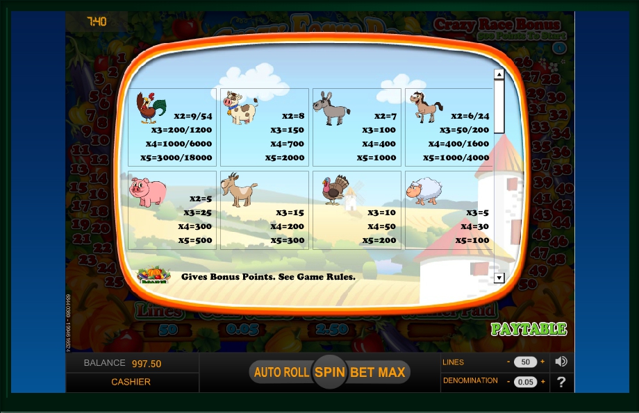 crazy farm race slot machine detail image 3