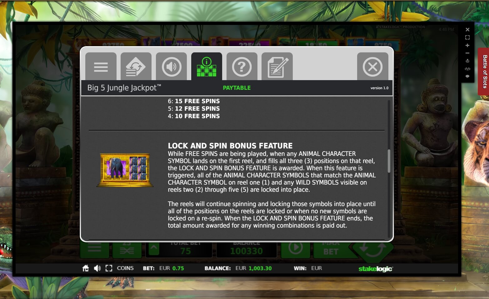 big 5 jungle jackpot slot machine detail image 3
