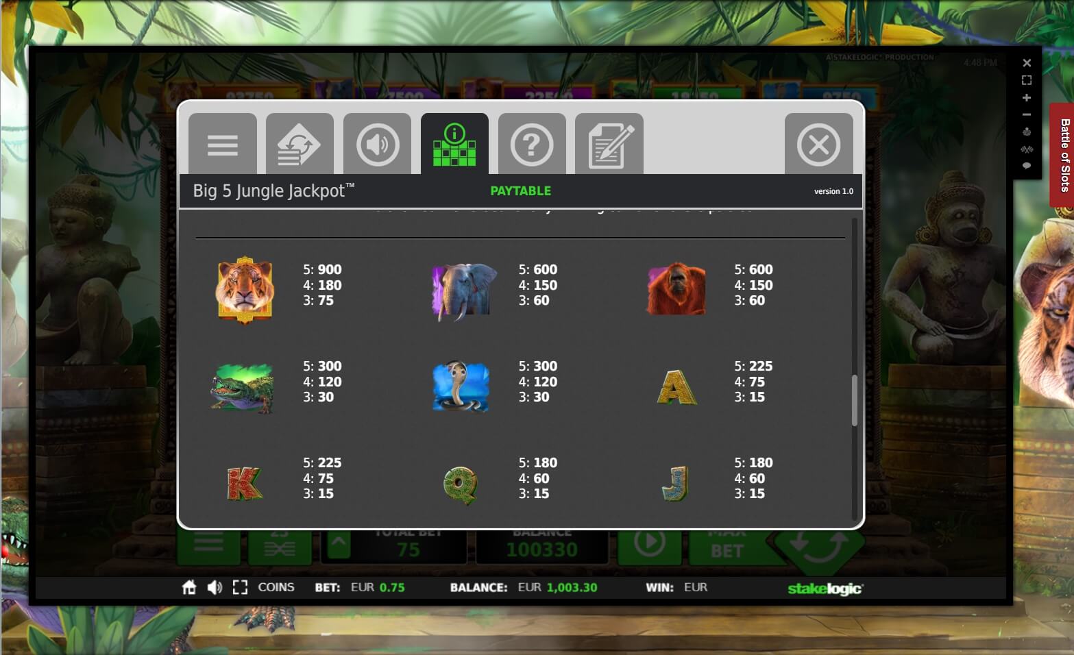 big 5 jungle jackpot slot machine detail image 2
