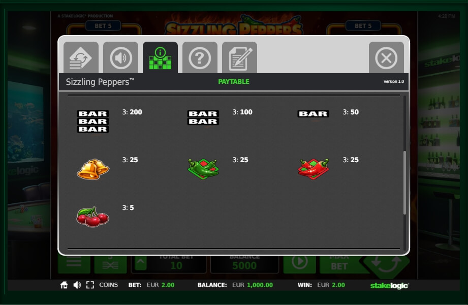 sizzling peppers slot machine detail image 1
