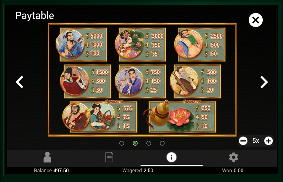 eight immortals slot machine detail image 2
